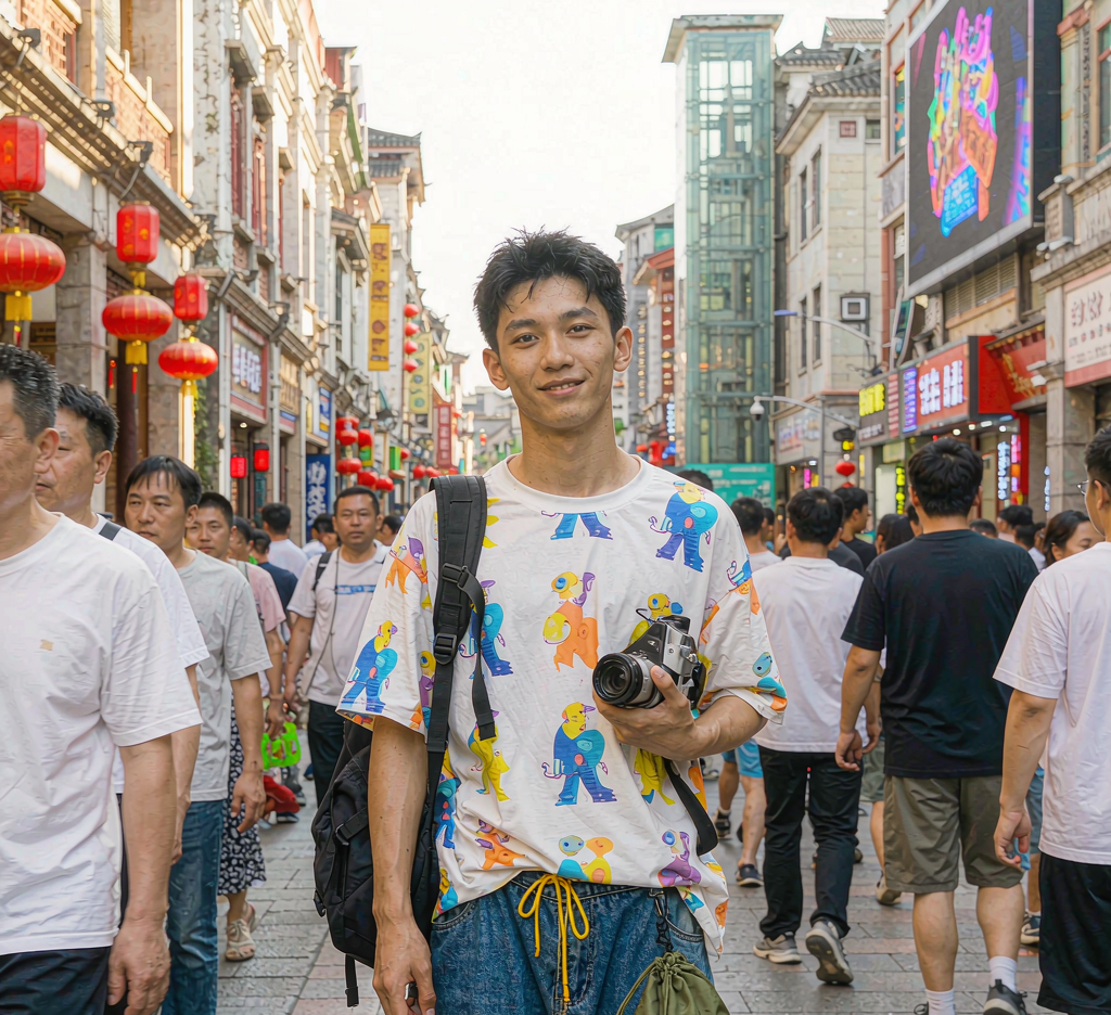 学生在街头市场